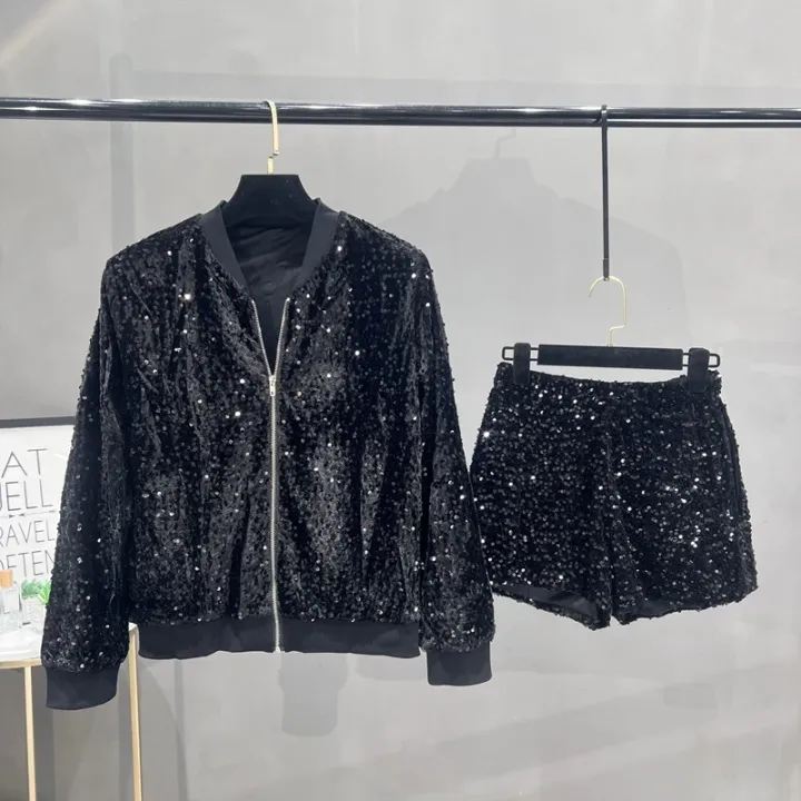 Premium%20Sequined%20Coat%20Women's%20Suit%20Jacket%20Zipper%20Top%20Baseball%20Uniform%20Casual%20Versatile%20and%20Thin%20Two-piece%20Women's%20Fashion%20-%20Image%206