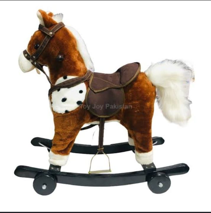 Children rocking horse witj wheels in Brown and White Toddler Riding ...