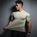 2026 New Running Men's T-Shirt Sports Leisure Gym Exercise Training T-Shirt Elastic Quick Drying Short Sleeve T-Shirt Men Tops.