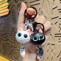 〔R〕Cute 3D Big Eye Cartoon Cat Keychain, Resin Kitten Charm with Bell for Car Keys, Backpacks &.