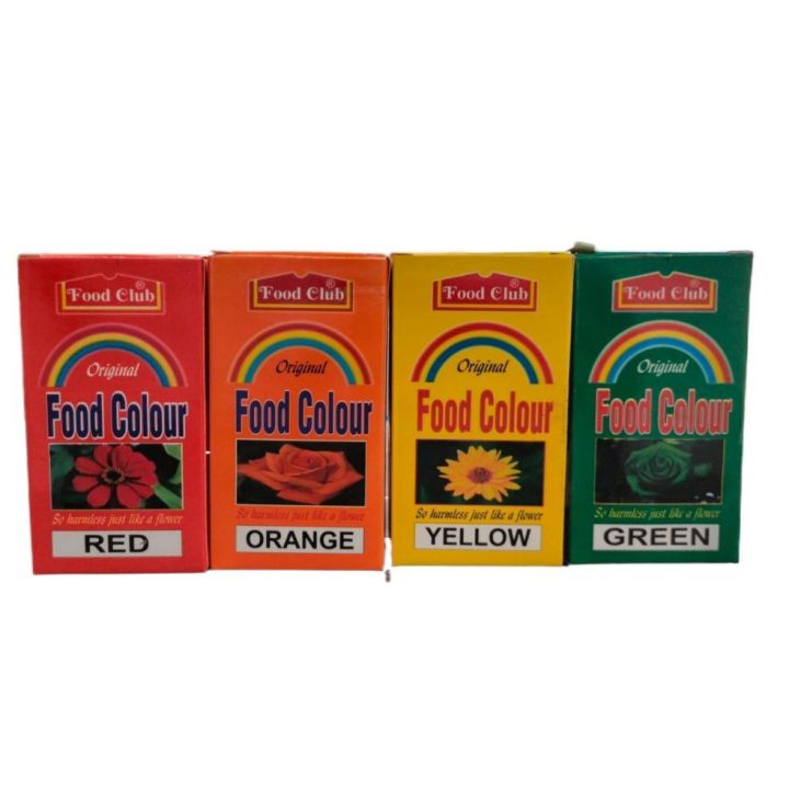 FoodClub Food Colour 20g (4 colour pack) [Food Color Yellow, Red, Orange, Green]
