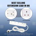 UK Extension Lead 2/4 Way Multi-Outlet Power Strip with Long Cord 13 Amp Fuse Surge Protection for Home Office.
