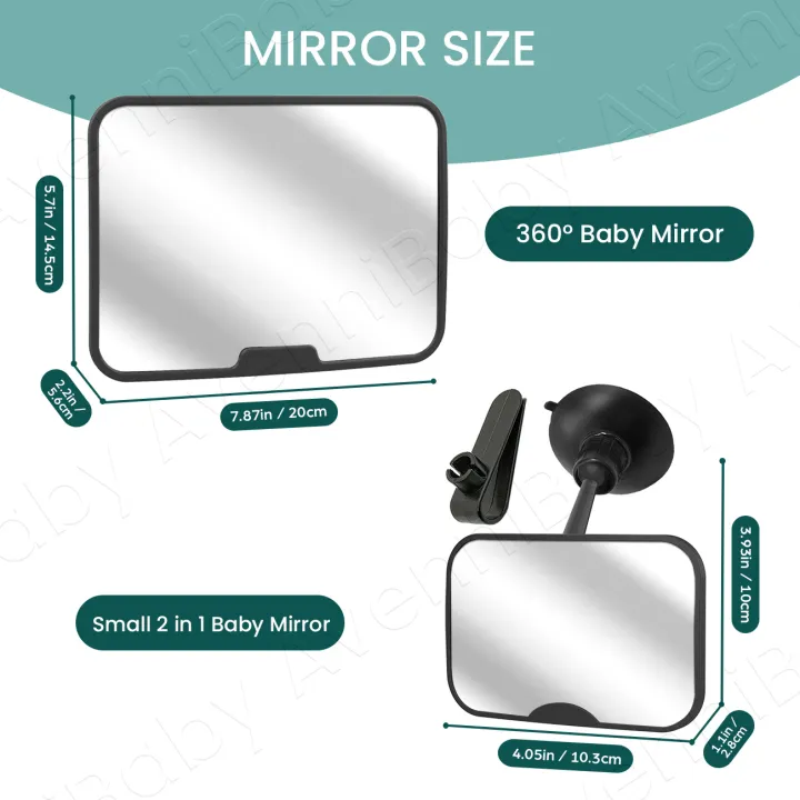 2PC%20Baby%20Car%20Mirror%20Set%20Including%20Clip-On%20Forward-Facing%20Mirror%20&%20360%C2%B0%20Rotatable%20Shatterproof%20Car%20Seat%20Mirror%20For%20Rear%20Facing%20Wi%20-%20Image%202