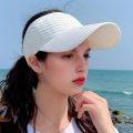 Casual Elastic Knitted Cap, Breathable Women's Empty Top Sunshade Hat For Outdoor Sports And Sun Protection.