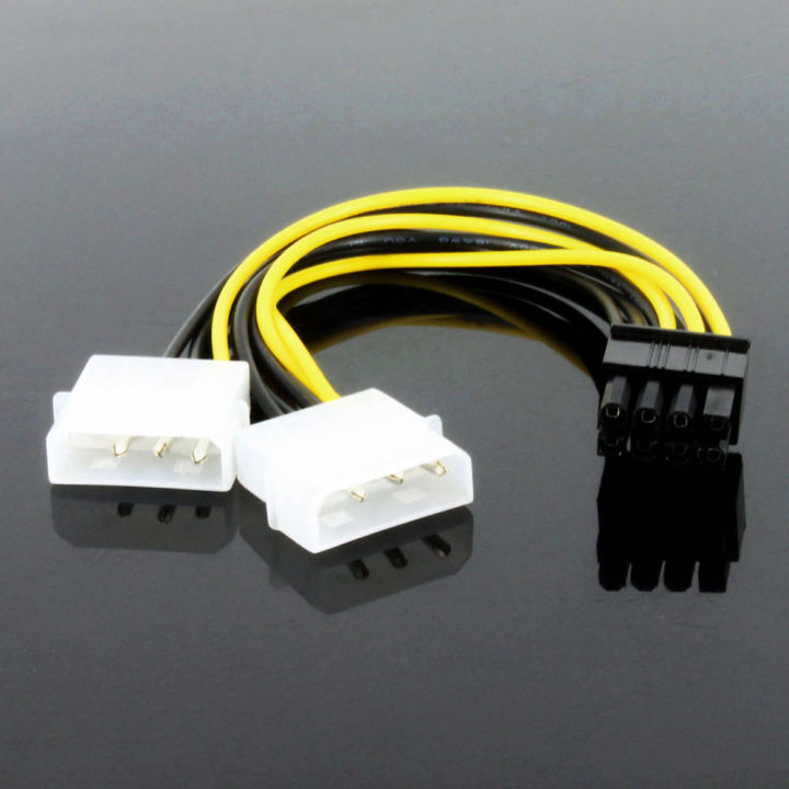 Dual 4-Pin Molex To 8-Pin PCI Express Power Adapter Cable - 13cm, For GPU Graphics Card