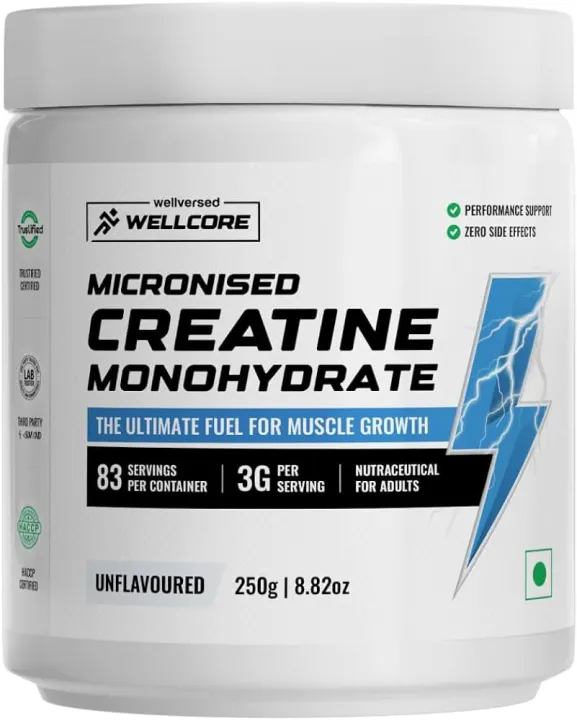 Wellcore - Pure Micronised Creatine Monohydrate (Unflavoured, 83 Servings) | Rapid Absorption | Enhanced Muscle strength & Power