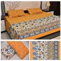 Bedsheet King Size Yellow Color Stitched 3 Pice. 