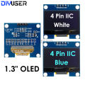DIYUSER 1.3" IIC OLED Display Module White Blue Color Drive Chip SH1106 128X64 1.3 Inch LCD IIC I2C Communicate For Arduino. 