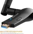 BrosTrend 1200Mbps Long Range USB WiFi Adapter for PC Desktop Laptop of Windows 11/10/8.1/8/7, Wireless Adapter Dual Band 2.4GHz 300Mbps + 5GHz 867Mbps, 2X 5dBi High Gain Antennas, USB 3.0 Cradle. 