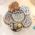 Cartoon Fire Wheel 360 Degree Rotating Pen Holder Storage Box Large Capacity Storage Box Office Desktop Stationery Storage. 