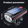 Solar Bicycle Light with Horn 120dB TYPE-C Rechargeable MTB Road Bike Front Lamp Flashlight Bicycle Light 1200 mah. 