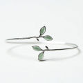 VENTFILLE 925 Stamp Silver Color Bangle for Women Green Opal Leaf Twigs Branch Jewelry Girls' Gift Dropshipping.