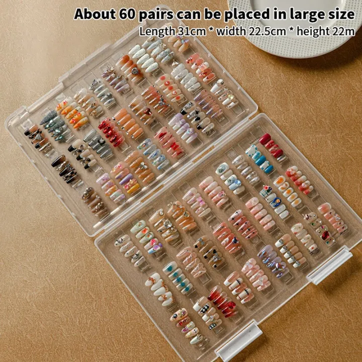 1Pc%20Dustproof%20Large%20Capacity%20Nail%20Art%20Storage%20Box%20Wearable%20Nail%20Patch%20Display%20Board%20Box%20Transparent%20Plastic%20Makeup%20Organizer%20-%20Image%203