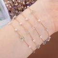 1 Meter/lot Irregular Stone Beads Copper Chain with 4MM Pearls Beads Links for DIY Jewelry Necklace Bracelet Pendant Accessories.