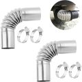 Stainless Steel 24mm Flexible Diesel Heater Exhaust Pipe with Clamps, 2PCS Aquecedor 12V Para Carro Deisel Heater.