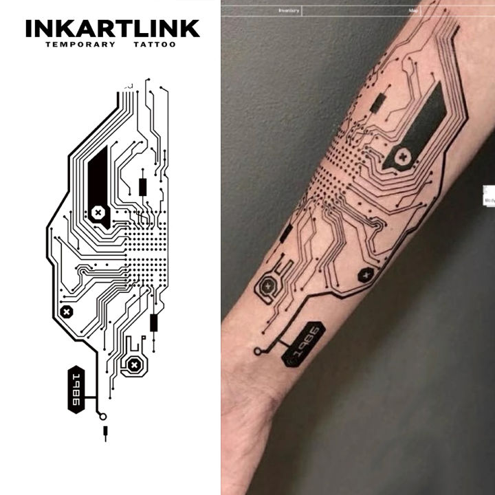 Mechanical (2) Temporary Tattoo,Lasts To 15 Days New Technology c Waterproof Semi Permanent Sticker.
