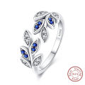 Rings Original 925 Sterling Silver Rings Shining Blue Zircon Leaves Rings Size 7-9 For Women Birthday Jewelry Festival . 