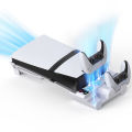 Horizontal Stand and Cooling Station with 3-Level Cooling Fan Dual Controller Charger for PS5 Slim/PS5 Pro Disc/Digital Edition. 