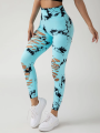 Women's Fashion Seamless Tie Dye SkinnyYoga Pants New Casual Hollow out High Waist Scrunch butt Hip Sports Fitness Leggings.