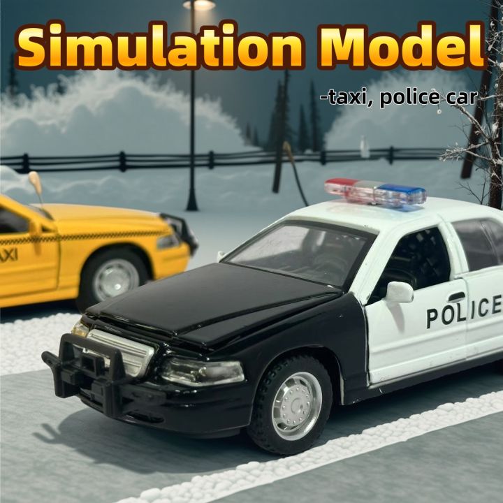 Victoria Crown police car and taxi simulation alloy models, collectible toy cars for teenagers, perfect as a New Year's gift.