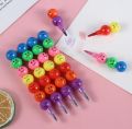 7 Color Crayons Cartoon Smiley Face. 