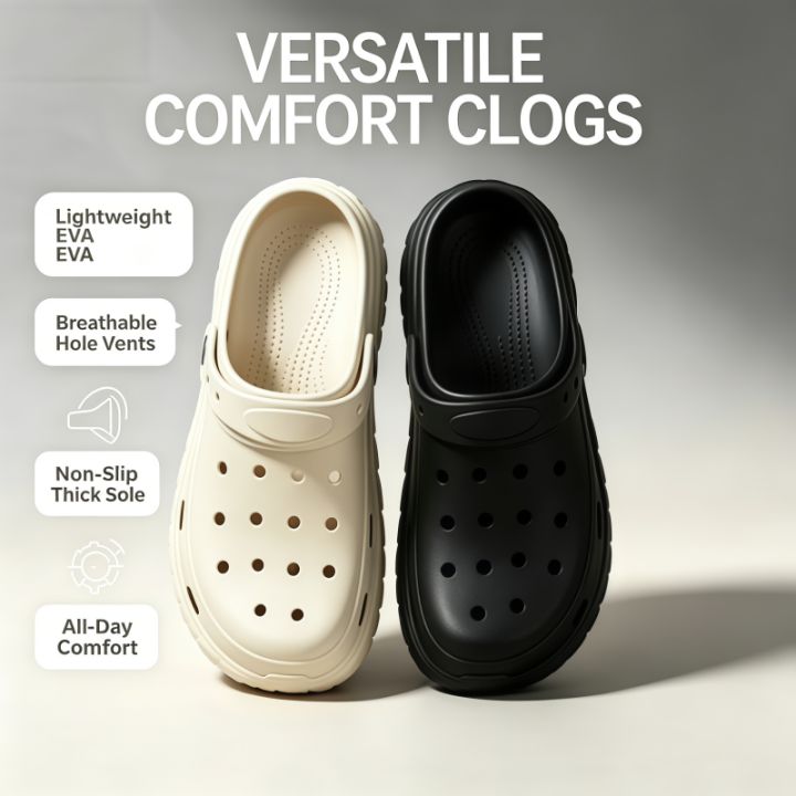 Men's and women's universal EVA anti-slip thick-soled breathable one-piece slippers, lightweight indoor and outdoor slippers