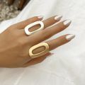 Exaggerated Big Hollow Out Geometric Oval Rings for Women Creative Adjustable Finger Matte Rings Fashion Statement Jewelry Girls.