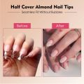 240 Pieces XS Short Almond Nail Tips Soft Gel Full Cover False Nails Half Matte Pre-filed False Clear Press On Extension For SMA. 