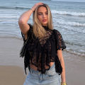 Women's Lace Halter Top Tank Tops Women Top Backless Top Sheer Floral Ruffle Blouse Casual Summer Streetwear Fashion Female Slim.