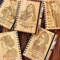 Laser Cut Wooden Notebook Cover With Lotus Flower. 