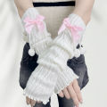 New Year Christmas Gift Red Knitted Arm Sleeves Girls Warm Sweet Fingerless Gloves. 