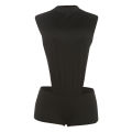 2025 autumn fashion light mature pullover waist revealing jumpsuit solid color three part pants two-piece set. 