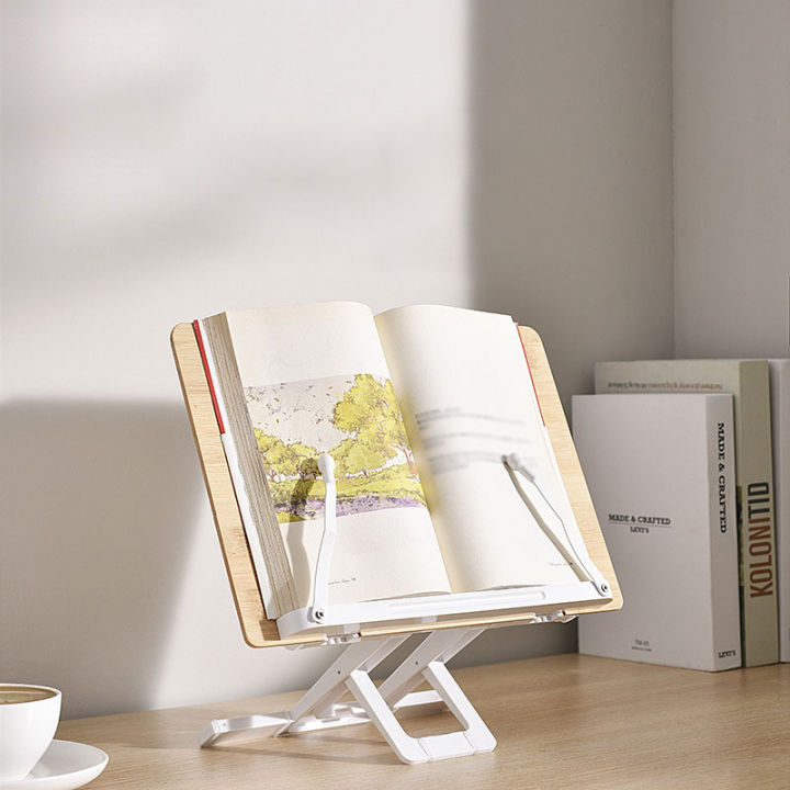 Basic Book Stand 1PC Adjustable Wooden Book Stand with Rotatable Clip – Multi-Angle ...