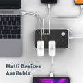 Smart Universal Extension Board 3 Power Socket + 3 Usb Plug + 2 Type C Fast For Mobile Charging Ports With 1.8 Meter Heavy Duty Copper Wire Black. 