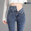 High-quality New Vintage High-waist Stretch Skinny Jeans, Women's Fashion Stretch Button Pencil Pants, Mom Casual Jeans Pants. 