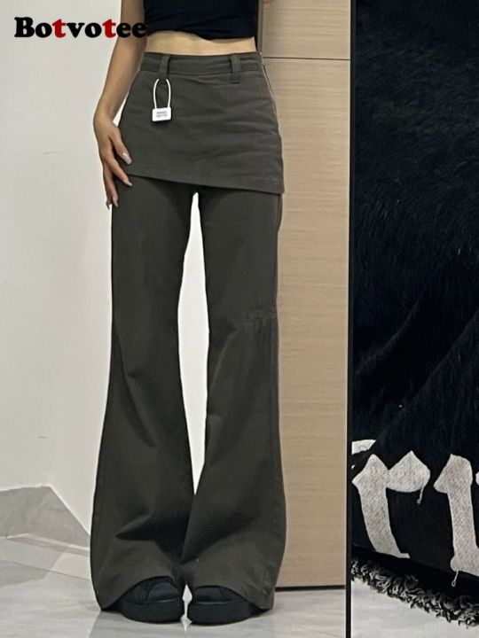 Botvotee%20Fake%20Two-Piece%20Plus%C2%A0size%20Wide%20Leg%20Jeans%20for%20Women%202025%20New%20Y2k%20Fashion%20Streetwear%20High%20Waisted%20Flare%20Denim%20Pants%20-%20Image%204