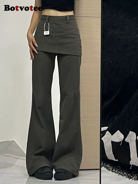 Botvotee%20Fake%20Two-Piece%20Plus%C2%A0size%20Wide%20Leg%20Jeans%20for%20Women%202025%20New%20Y2k%20Fashion%20Streetwear%20High%20Waisted%20Flare%20Denim%20Pants%20-%20Image%204