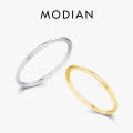 MODIAN Minimalist 925 Sterling Silver Thin Stackable Smooth Rings Classic Gold Color Fine Jewelry For Women Girl Party Gifts. 