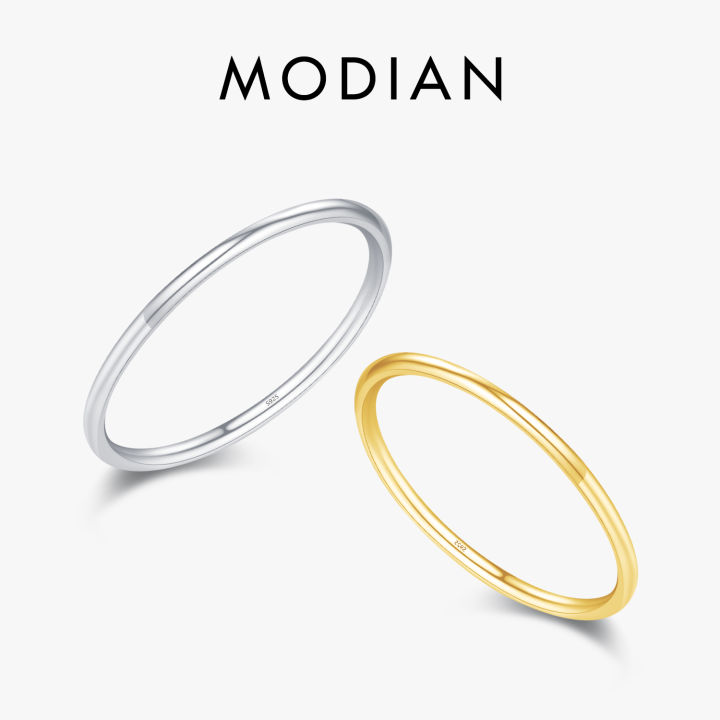 MODIAN Minimalist 925 Sterling Silver Thin Stackable Smooth Rings Classic Gold Color Fine Jewelry For Women Girl Party Gifts
