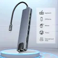 USB C Hub 8 in 1 Multifunction Adapter for MacBook Windows 4K HDMI SD TF Card RJ45 USB Docking Station. 