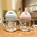 Baby Learning To Drink Straw Cup With Gravity Ball Anti-grab Water Bottle Portable Handle Scale - 300Ml. 