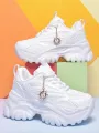 Women's platform increase 6CM white high heels outdoor four seasons fashion casual sports shoes summer platform sandals. 