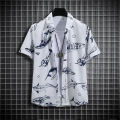 【14 colors】Men's Tropical Short Sleeve Printed Shirt  Unisex  Casual Tops. 