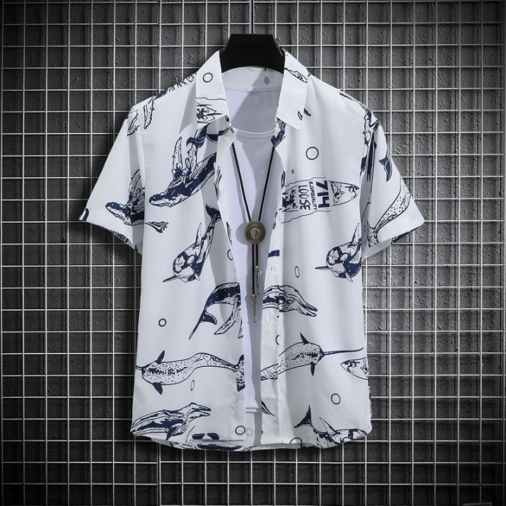 【14 colors】Men's Tropical Short Sleeve Printed Shirt  Unisex  Casual Tops