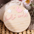 Ylsteed Newborn Photo Prop Wooden Hello World Rabbit Flower Newborn Wooden Hanging prop Cute Birth Board Baby Announcement-HD. 