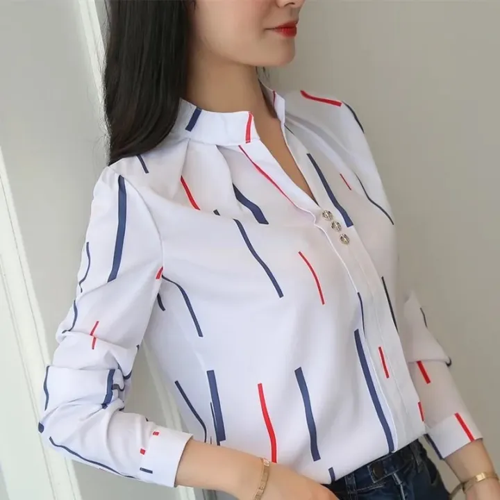 Women%20White%20Tops%20Blouses%20Fashion%20Stripe%20Print%20Casual%20Long%20Sleeve%20Office%20Lady%20OL%20Shirts%20Slim%20Blusas%20DF4970%20-%20Image%202