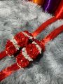 2 Gajray |Hand made luxury ribbon gajry, elegent gajra's to wear meroon and white. 