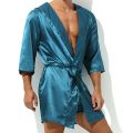 Men Bathrobes Summer Short Sleeve Homewear Silk Pajamas Bathrobe Mens Robes Sleepwear. 