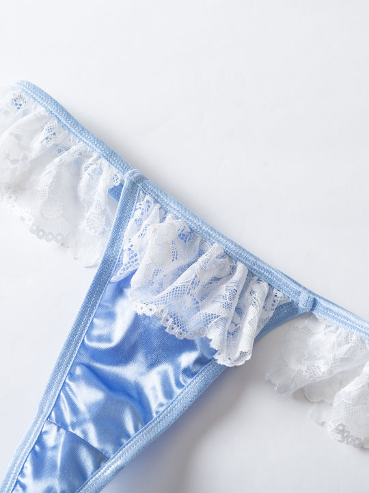 Women's%20Lingerie%20Set%20Sweetheart%20Satin%20Jacquard%20Lace%20Patchwork%20Tie-Up%20Ruffle%20Trim%20Underwire%20Lingerie%20Set%20For%20Women%20-%20Image%205