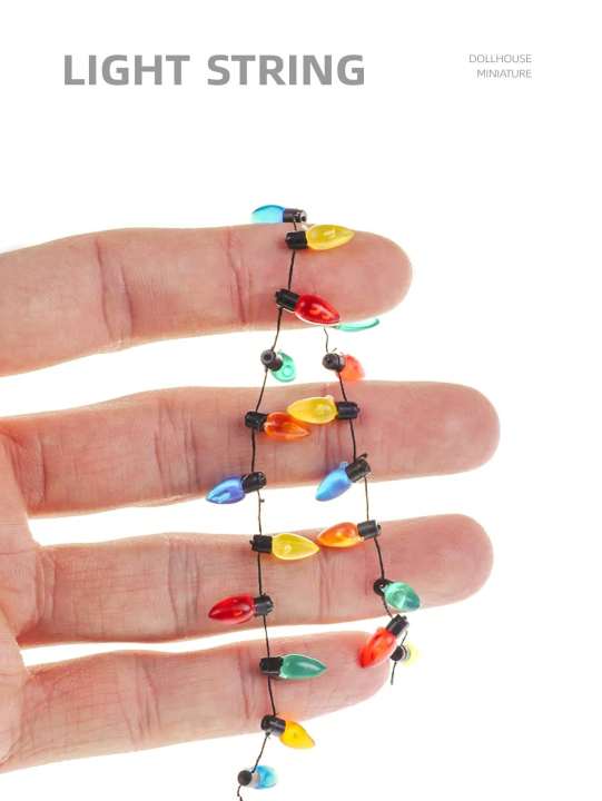 2m Doll House Miniature Lighting String: 1/12 Scale Mini Fake Lamps For New Year, Easter, Holiday Celebration, Party Decor Scene